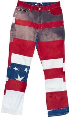 Vintage 90s Tommy Hilfiger Women’s 9 Jeans USA Flag Patchwork